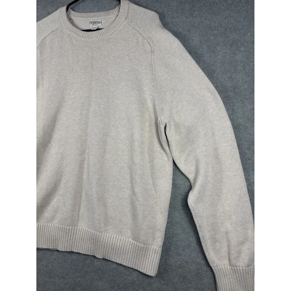 J. Crew Mens XXL Beige‎ Cotton Crewneck Knit Sweater BI841 HO23 Tan Long Sleeve